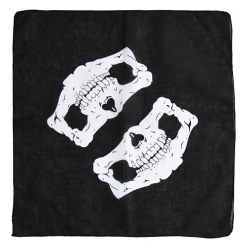 Mumuve Bedrucktes Bandana, Bandana, Polyester, Totenkopf-Druck, Wickelschal, Armband, quadratischer Schal, Stirnband, Hip-Hop, für Damen und Herren von Mumuve