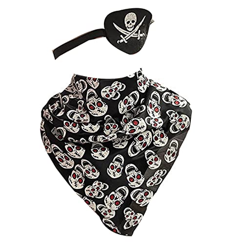 Mumuve Durag Augenklappen mit Totenkopf-Motiv, Piraten-Bandana, für Halloween, Weihnachten, Piraten-Mottoparty, Cosplay, 2 Stück von Mumuve