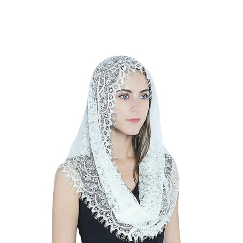 Mumuve Mass Veil,Lace Mantilla Veil Soft and Comfortable 2 Colors Black and White Spanish Rose Lace Veil for Head Covering von Mumuve