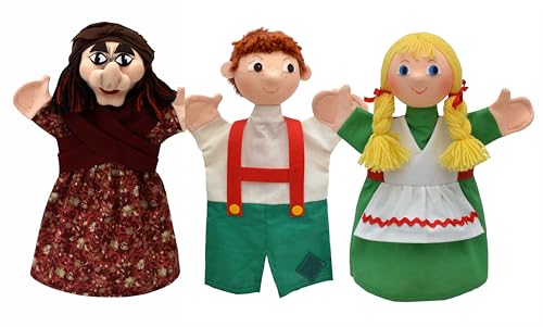 3er Set Handpuppen Kasperlefiguren Hänsel und Gretel 3 TLG., Mehrfarbig, für Kasperletheater von Munabo