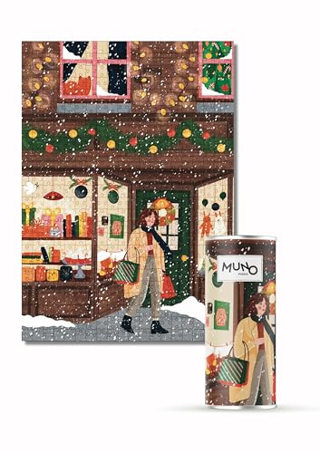 Muno Puzzle - Christmas Bookstore - Puzzle 500 Teile - Farbenfrohes Puzzle für Erwachsene - Original Künstlerbilder-Puzzle - Premium-Qualität von Muno Puzzle