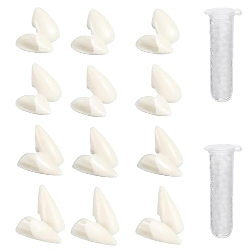 12 Paar Vampirzähne, Kostüm Vampirzähne für Erwachsene 4 Größe Horror Fake Zähne mit 2 Tube Zahnkugeln Kleber für Cosplay Party Requisiten Halloween Gefälligkeiten von Mupkvy