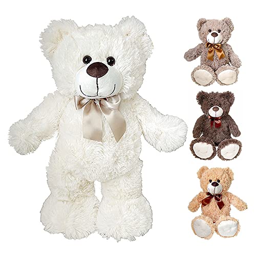 Murago - Plüsch Bär mit Schleife ca. 50cm Creme Weiß - Teddybär Plüschtier Kuscheltier Stofftier mittelgroß Baby Kinder Geschenk weich Dekoration Kinderzimmer von Murago