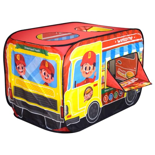 UP Play Tent für Kinder, Faltbare Kinder -Up -Zelt, atmungsaktives Spielzelt, Großkinder Spielen Zelt, tragbares Spielhaus für Mädchen Jungen innen im Freien (Burger Cart) 44x30x28 von Murezima