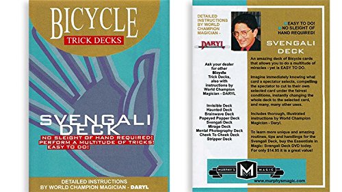 Svengali Deck Mandoline Fahrrad (rot), kein Geschick erforderlich, Anfänger, Kartentrick von Murphy's Magic Supplies, Inc.