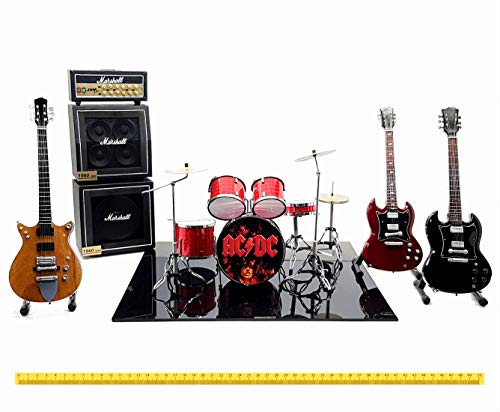 Mini Live-Set AC/DC Miniatur Modell im Maßstab 1:4 Drum Kit Angus Young Guitar Gadget Rock Modellbau Sammlung ACDC von ZYZYZK