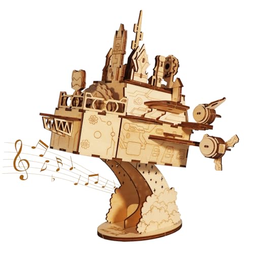 3D Holzpuzzles Bewegliche Burg Spieluhr Kits Schloss Gebäude Modell DIY Handwerk Geburtstagsgeschenk für Frauen von Music Park