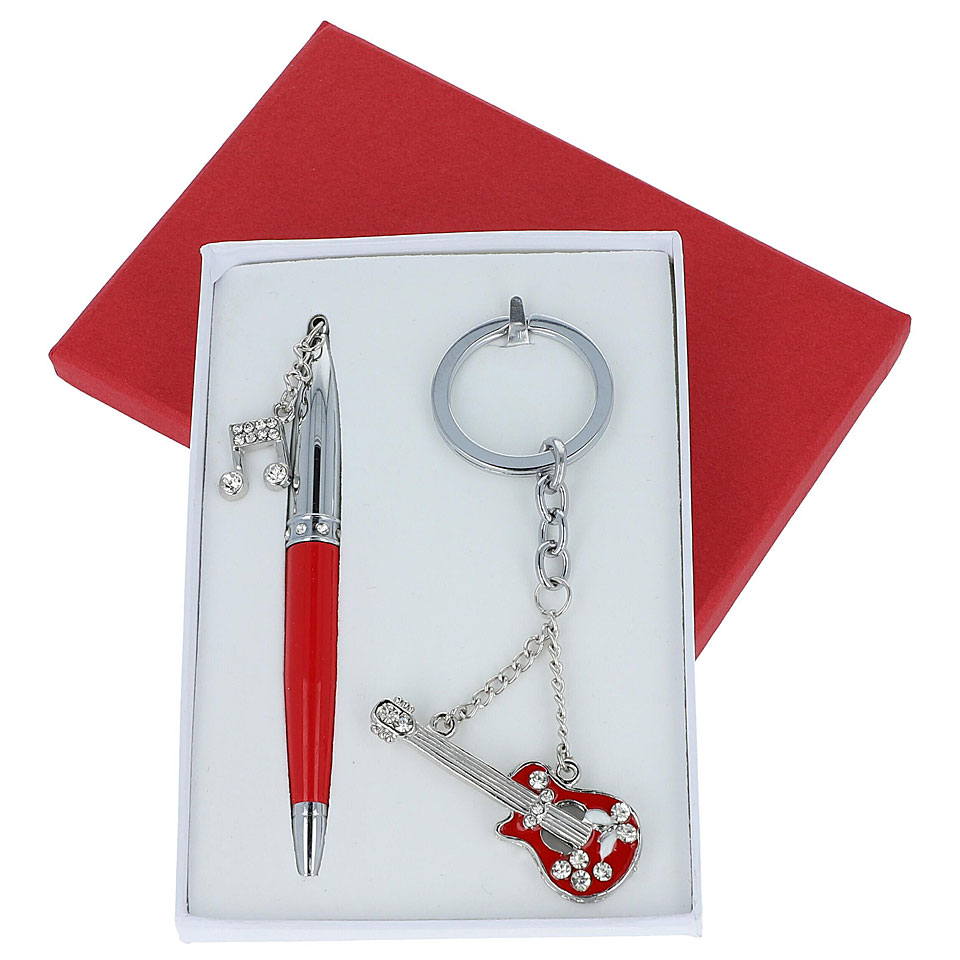 Musikboutique Kübler Pen & Keyring - Guitar - Red Geschenkartikel von Musikboutique Kübler