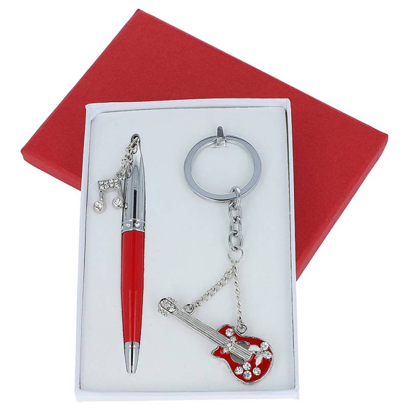 Musikboutique Kübler Pen & Keyring - Guitar - Red Geschenkartikel von Musikboutique Kübler