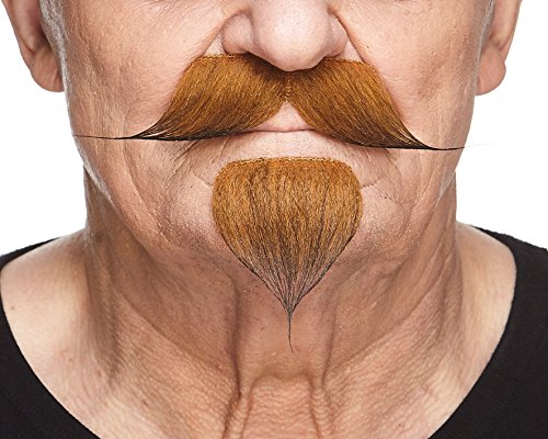 Mustaches Selbstklebender Colonel Sanders Handlebar Gefälschter Schnurrbart, Neuheit, Falsche Gesichtsbehaarung, Kostümzubehör für Erwachsene, Ingwer Farbe von Mustaches