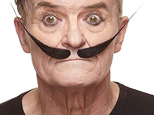 Mustaches Selbstklebender Dali Gefälschter Schnurrbart, Neuheit, Falsche Gesichtsbehaarung, Kostümzubehör für Erwachsene, Schwarz Farbe von Mustaches