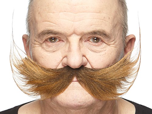 Mustaches Selbstklebender Fisherman's Gefälschter Schnurrbart, Neuheit, Falsche Gesichtsbehaarung, Kostümzubehör für Erwachsene, Braun Farbe von Mustaches