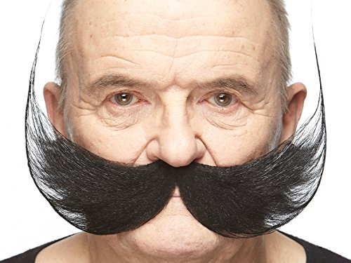 Mustaches Selbstklebender Fisherman's Gefälschter Schnurrbart, Neuheit, Falsche Gesichtsbehaarung, Kostümzubehör für Erwachsene, Schwarz Farbe von Mustaches