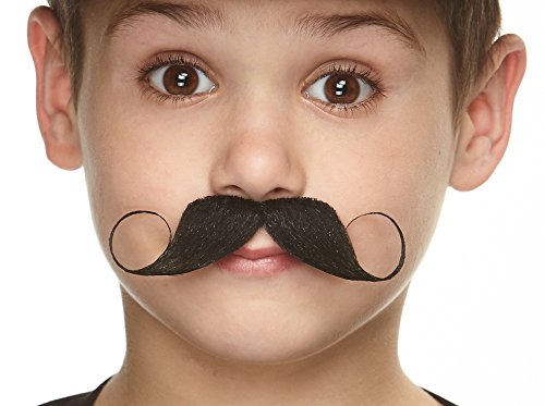 Mustaches Selbstklebender Imperial Gefälschter Schnurrbart für Kinder, Neuheit, Falsche Gesichtsbehaarung, Kostümzubehör für Kinder, Schwarz Farbe von Mustaches