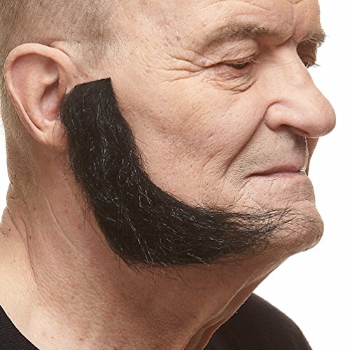 Mustaches Selbstklebender L Shaped Sideburns Gefälschte Hammelkoteletts, Neuheit, Falsche Gesichtsbehaarung, Kostümzubehör für Erwachsene, Schwarz Farbe von Mustaches