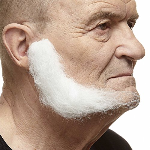 Mustaches Selbstklebender L Shaped Sideburns Gefälschte Hammelkoteletts, Neuheit, Falsche Gesichtsbehaarung, Kostümzubehör für Erwachsene, Weiß Farbe von Mustaches