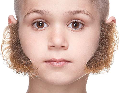 Mustaches Selbstklebender L Shaped Sideburns Gefälschte Hammelkoteletts für Kinder, Neuheit, Realistisch Falsche Gesichtsbehaarung, Kostümzubehör für Kinder, Braun Farbe von Mustaches