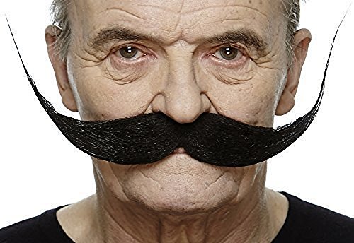 Mustaches Selbstklebender Large Dali Gefälschter Schnurrbart, Neuheit, Falsche Gesichtsbehaarung, Kostümzubehör für Erwachsene, Schwarz Farbe von Mustaches