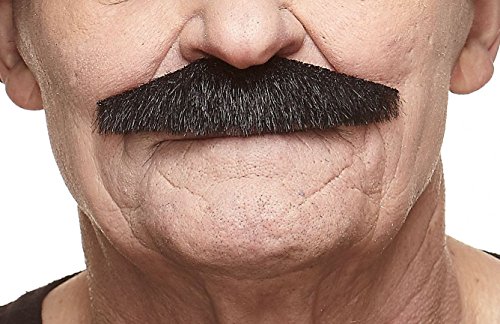 Mustaches Selbstklebender Policeman Gefälschter Schnurrbart, Neuheit, Falsche Gesichtsbehaarung, Kostümzubehör für Erwachsene, Schwarz Farbe von Mustaches