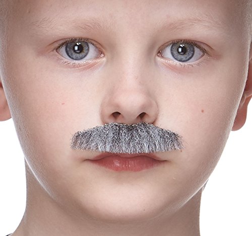 Mustaches Selbstklebender Policeman Gefälschter Schnurrbart für Kinder, Neuheit, Falsche Gesichtsbehaarung, Kostümzubehör für Kinder, Grau mit Weiß Farbe von Mustaches