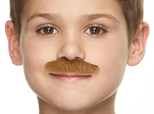 Mustaches Selbstklebender Policeman Gefälschter Schnurrbart für Kinder, Neuheit, Falsche Gesichtsbehaarung, Kostümzubehör für Kinder, Kastanie Farbe von Mustaches