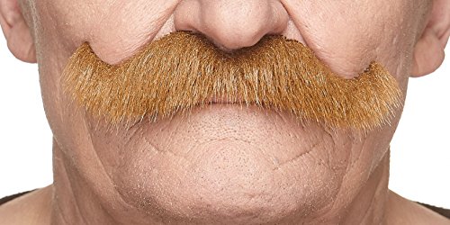 Mustaches Selbstklebender Rocking Grandpa's Gefälschter Schnurrbart, Neuheit, Falsche Gesichtsbehaarung, Kostümzubehör für Erwachsene, Ingwer Farbe von Mustaches