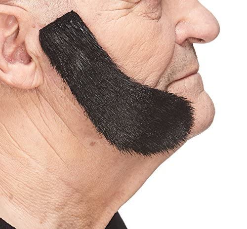 Mustaches Selbstklebender Sideburns Gefälschte Hammelkoteletts, Neuheit, Falsche Gesichtsbehaarung, Kostümzubehör für Erwachsene, Schwarz Glänzend Farbe von Mustaches