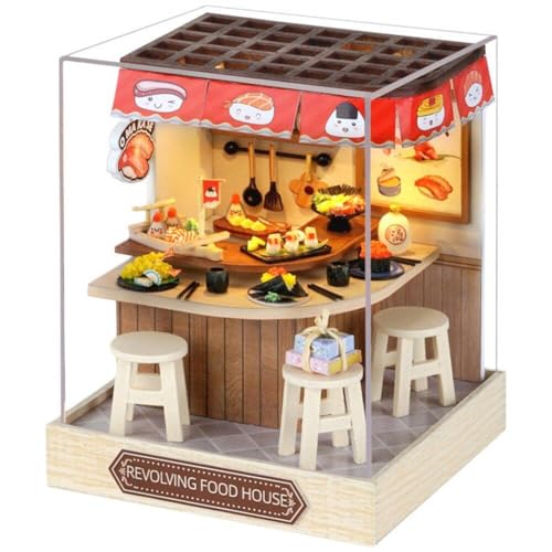 DIY-Miniatur-puppenhaus-bausatz, Bausatz Für Japanisches Sushi-ladenhaus Led-leuchten, Baumodell, Bastelspielzeug Für Erwachsene Und Teenager von Muteitt