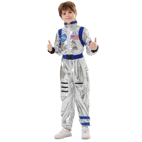 Muteitt Astronauten-cosplay-kostüm Für Kinder, Astronauten-silber-overall, Uniformen, Halloween-party-anzug Weltraum-motto von Muteitt