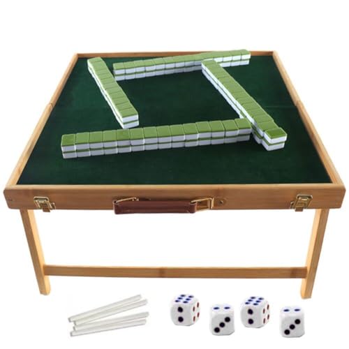 Tragbarer Klappbarer Mahjong-Tisch 144-teiligem Mahjong-Set, Chinesisches Mahjong-spielset, Tragbarer Reise-Mahjong-Tisch Für Haushalt, Outdoor, Party, Reisen von Muteitt