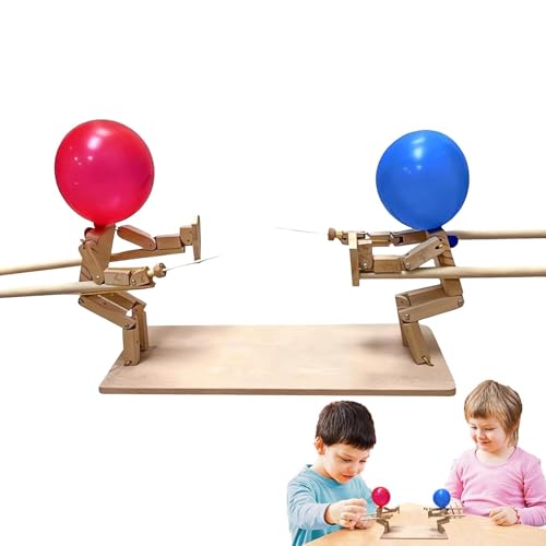 Balloon Man Battle Game, Balloon Brawlers Game Balloons, Balloon Fechten Puppet Game, Hand Made Wooden Fechten Puppets, Handmade Wooden Bots Battle Game for 2 Players von Muuzebsy