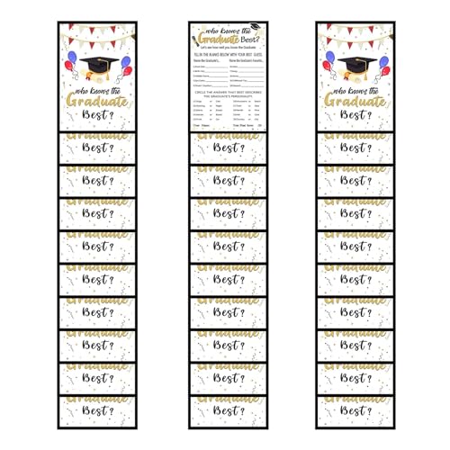 Muuzebsy Graduate Cards – beschreibbare 2024 Abschlusspapierkarten, blanko, College-Spielkarten mit Fragen für Klassentreffen von Muuzebsy