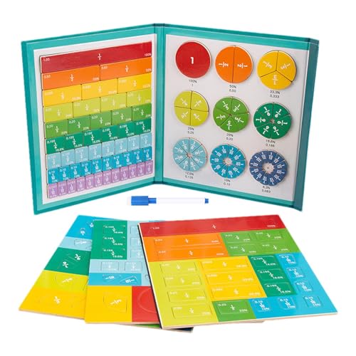 Muuzebsy Magnetische Bruchkreise – Pädagogisches Fraktionslern-Mathematik-Spiel, mehrfarbig, Mathematikunterricht, magnetischer Zähler für Heimschulbedarf, Hinzufügen und Subtrahieren von Lernen von Muuzebsy