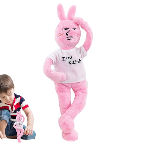 Muuzebsy Pink Stuffed Bunny Cute Stuffed Rabbit 27.9 cm Cuddly Animal Doll Funny Facial Expressions Plush Figure Room Decor for Sofa Shelf Car Interior von Muuzebsy