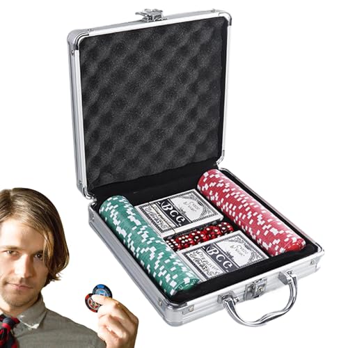 Muuzebsy Pokerchips-Set – Professionelle Poker-Sets | Pokerchip-Set mit Aluminiumkoffer für Texas Hold'Em Blackjack Card Club von Muuzebsy