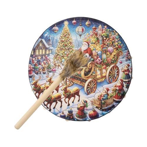 Muuzebsy Schamanentrommeln für Erwachsene, 25,4 cm, Weihnachts-Soundheiler, Schamanentrommel mit Trommelstock, Klangheilungswerkzeug, Heimdekoration, spirituelles Instrument für Meditation von Muuzebsy