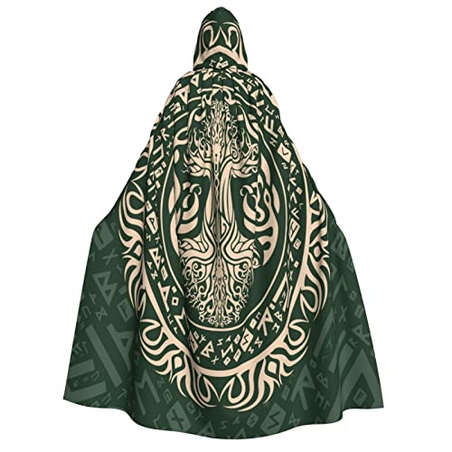 Muxxirt Celtic Viking Tree Life Göttin Kapuzenmantel für Erwachsene, Herren, Damen, Cosplay-Kostüme von Muxxirt