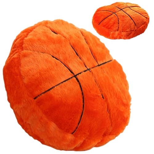 Muzrunq Basketball -Kissen Basketball Plüschsofa Kissen 14x14x4 Zoll Baumwollgefüllte realistische orangefarben Basketball-Raumdekor, Kinder-Plüschkissen für den Winter, Geschenke für den Freund von Muzrunq