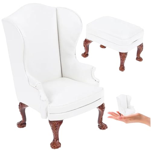 Muzrunq Dollhouse Couch mit niedlichem Hocker 1:12 Skala Miniatur Couch Lifelike Dollhouse Möbel DIY Mini -Sofa für Dollhouse Decor Kinder Rollenspiel Geschenke 2pcs/Set White von Muzrunq