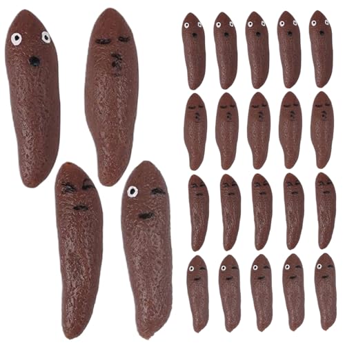 Muzrunq Fingerschleuder Spielzeug fliegen gefälschte Poo Slingsshot mit lustigen Ausdrücken 24PCs Dehnbar Gummi -Parodie Poo Toy für Kinder Erwachsene Fliegende Spielparty Gunst von Muzrunq