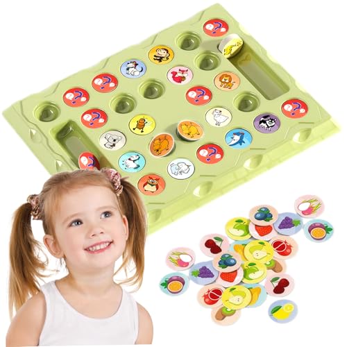 Muzrunq Gedächtnisschach Entzückende Tiere Schachbrettspiel mit 60 Karten interaktiver Bildungsschachschach Set 7.5x9.1x0,6 Zoll für Kinder Kindergarten Vorschule von Muzrunq