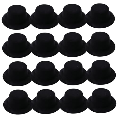 Muzrunq Mini Top Hut süße Schwarze Puppenhut Haarzubehör Weihnachten DIY Snowman Hats 16pcs für Handwerksweiche Top -Hut für Dollhouse Weihnachtskunsthandwerksparty Vorräte von Muzrunq