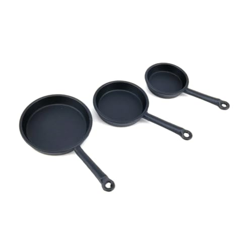 Muzrunq Puppenhaus Miniatur -Metallbraten Kochtopf Kochgeschirr Küche Accessoire 3PCS (Black) Spielzeugspiel von Muzrunq