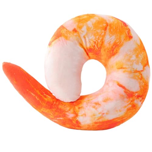 Muzrunq Shrimp-Kissenschalenschalen-Garnelenkissen 16x12 Zoll U-förmige Garnelen-Kinder-Plüschkissen Baumwollgefüllte realistisches und lustiges Nackenkissen zum Schlafen, Reisen, Büro von Muzrunq