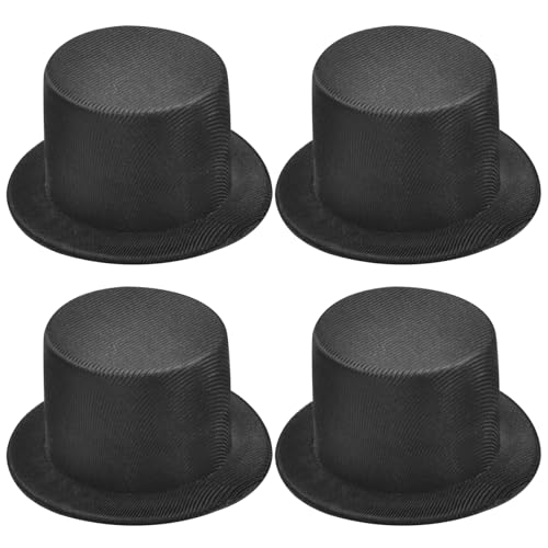 Muzrunq Snowman Hats Schwarze Mini -Top -Hüte für Handwerk 4pcs Miniatur -Top -Hut -Ornamente Kleiner Top -Hut für Schneemann Dekoration Party Handwerk DIY Supplies Top -Hut -Ornamente von Muzrunq