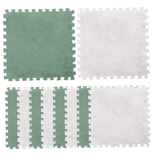 Schaumbodenfliesen 10 Stcs Plüsch Schaumbodenmatte 11,8x11,8 Zoll Quadratisch ineinandergreifende Teppichschaumfliesen Flauschige Babyspielmatte Klettern Schaumbodenfliesen, Schaumstoffbodenmatten von Muzrunq