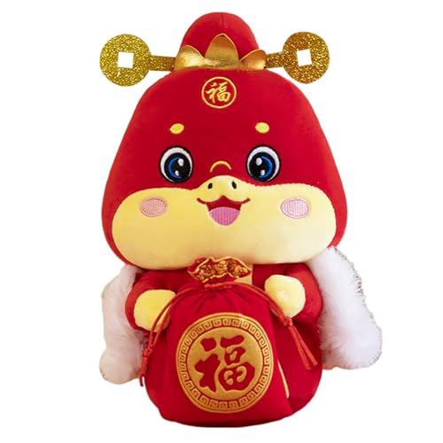 Tiergefüllte Schlange, chinesische Zodiac Snake Plush Spring Festival Red Cotton Stoffed Snake Toy süßes Jahr des Schlangenmaskottchens 10 -Zoll -Schlangenspielzeug, chinesische Neujahrsdekorationen von Muzrunq