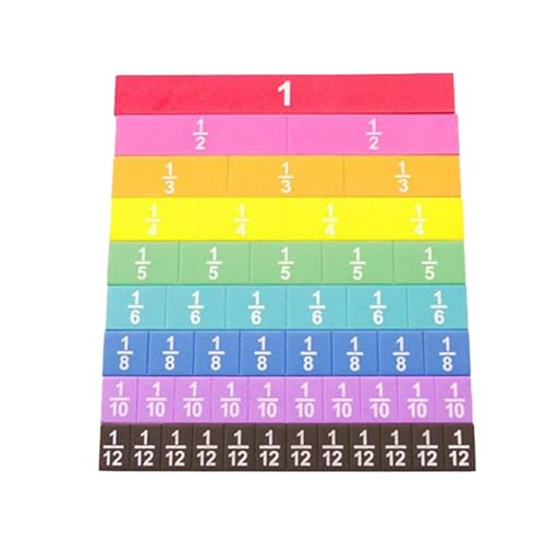 Mwkbbn Bunte Bruchsteine, Mathematik-Lernstreifen, farbcodiertes Werkzeug, leichtes Design, lange Lebensdauer, 20,5 x 2,5 x 0,5 cm, für Klassenzimmer von Mwkbbn