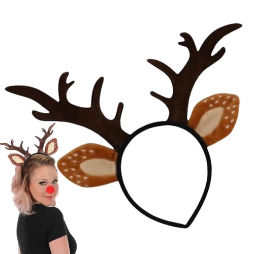 Mwkbbn Weihnachten Rentier Stirnband, Hirschgeweih Stirnband, Weihnachten Tierohren Cosplay Hirsch Kostüm, Urlaub Stirnband Boppers Tierohren Stirnband Weihnachten Zubehör für Cosplay Hirsch Kostüm von Mwkbbn