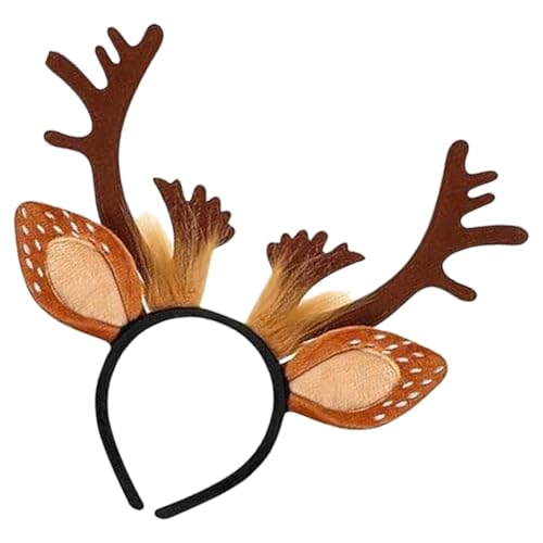 Mwkbbn Weihnachten Rentier Stirnband, Hirschgeweih Stirnband, Weihnachten Tierohren Cosplay Hirsch Kostüm, Urlaub Stirnband Boppers Tierohren Stirnband Weihnachten Zubehör für Cosplay Hirsch Kostüm von Mwkbbn